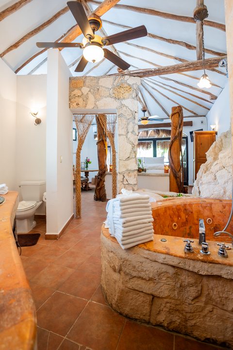 The Honeymoon and Family palapa suites at Hacienda del Secreto, above Palapa Papa Jack