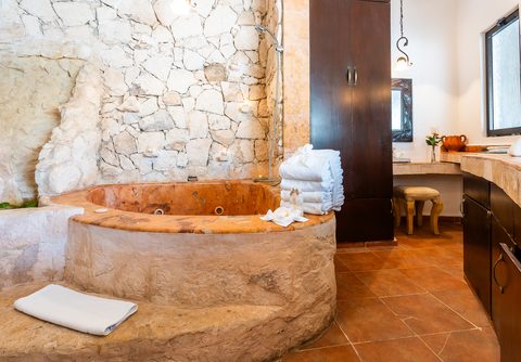 The Honeymoon and Family palapa suites at Hacienda del Secreto, above Palapa Papa Jack