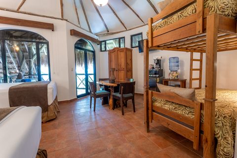 The Honeymoon and Family palapa suites at Hacienda del Secreto, above Palapa Papa Jack
