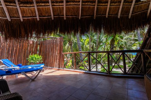 The Honeymoon and Family palapa suites at Hacienda del Secreto, above Palapa Papa Jack